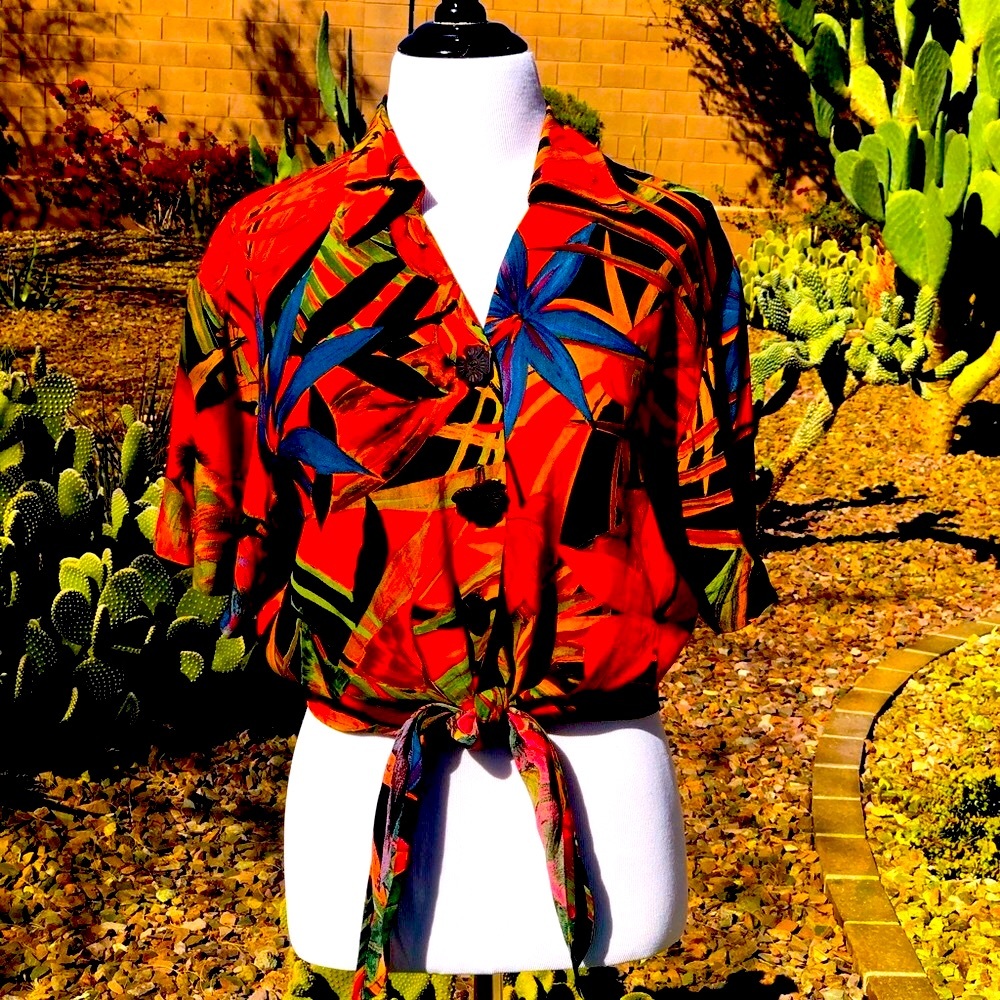 KAREN KANE HAWAIIAN CASUAL BLOUSE